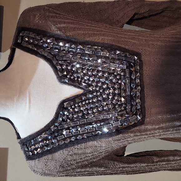 Zba Embellished Brown Women's Top - Picture 4 of 11